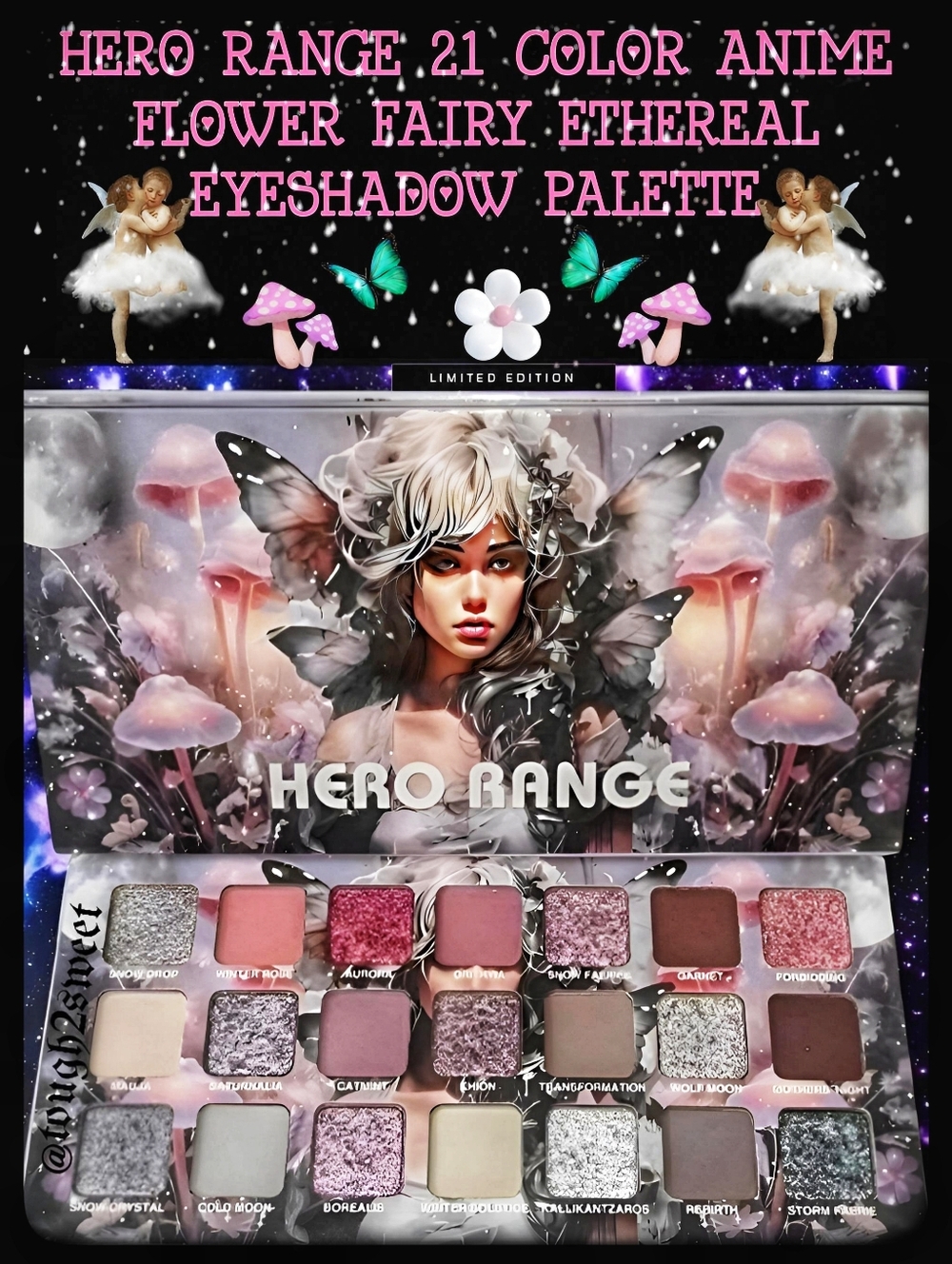 🆕️HERO RANGE 21 COLOR ANIME FLOWER FAIRY ETHEREAL EYESHADOW PALETTE